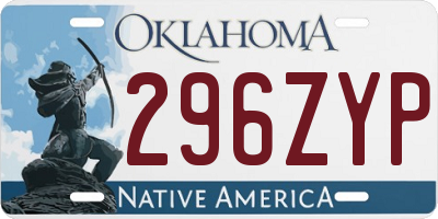 OK license plate 296ZYP