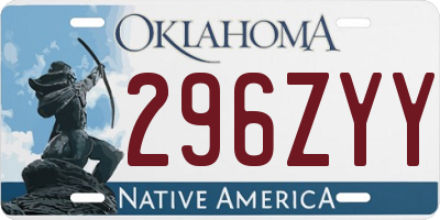 OK license plate 296ZYY