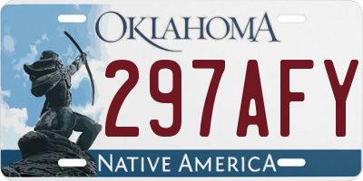 OK license plate 297AFY