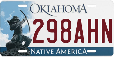 OK license plate 298AHN