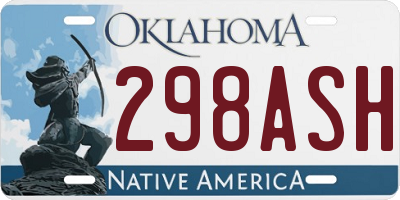 OK license plate 298ASH