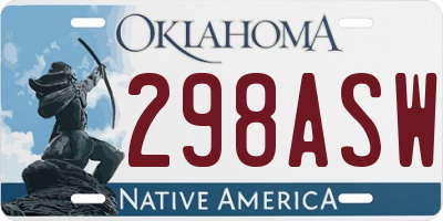 OK license plate 298ASW