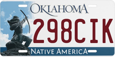 OK license plate 298CIK