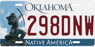 OK license plate 298DNW