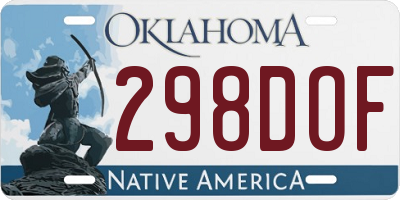 OK license plate 298DOF