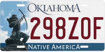 OK license plate 298ZOF