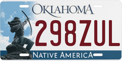 OK license plate 298ZUL