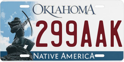 OK license plate 299AAK