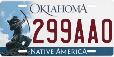 OK license plate 299AAO