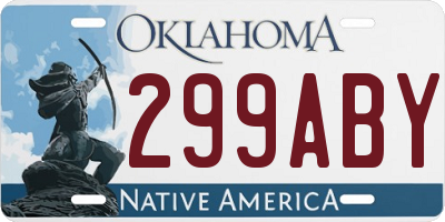 OK license plate 299ABY