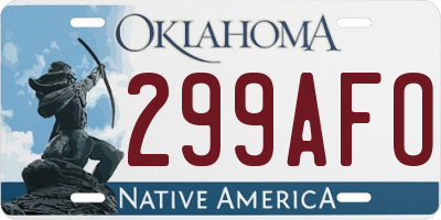 OK license plate 299AFO