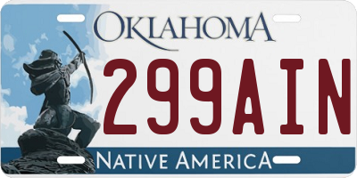 OK license plate 299AIN