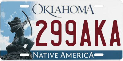 OK license plate 299AKA