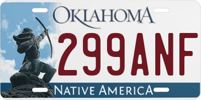OK license plate 299ANF