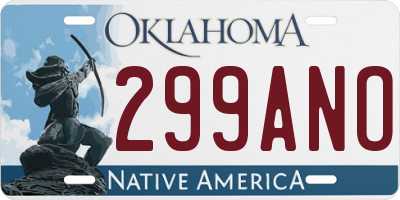 OK license plate 299ANO