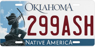 OK license plate 299ASH
