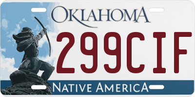 OK license plate 299CIF