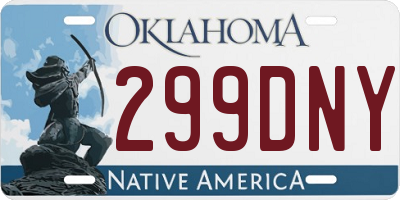 OK license plate 299DNY