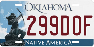 OK license plate 299DOF