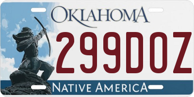 OK license plate 299DOZ