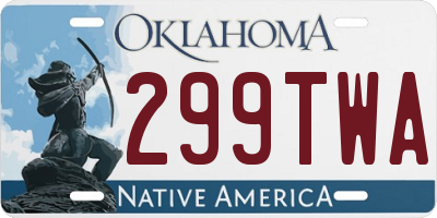 OK license plate 299TWA