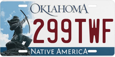 OK license plate 299TWF