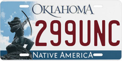 OK license plate 299UNC