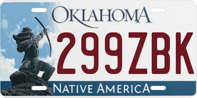 OK license plate 299ZBK