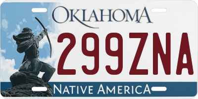 OK license plate 299ZNA