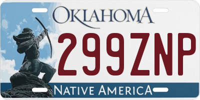 OK license plate 299ZNP