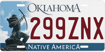 OK license plate 299ZNX