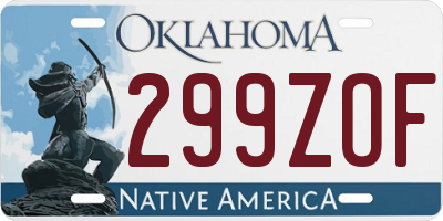 OK license plate 299ZOF