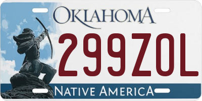 OK license plate 299ZOL