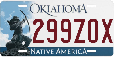 OK license plate 299ZOX
