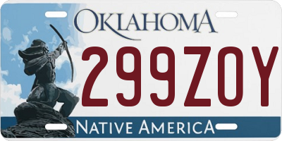 OK license plate 299ZOY