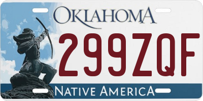 OK license plate 299ZQF