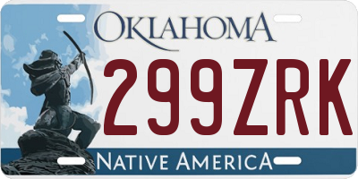 OK license plate 299ZRK
