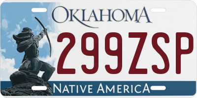 OK license plate 299ZSP