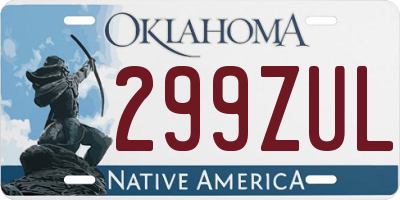OK license plate 299ZUL