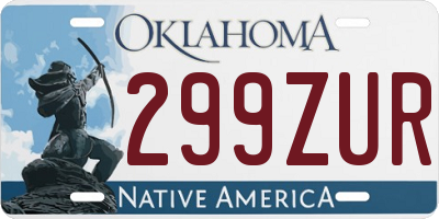 OK license plate 299ZUR