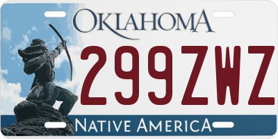 OK license plate 299ZWZ