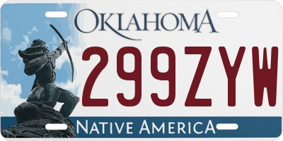 OK license plate 299ZYW