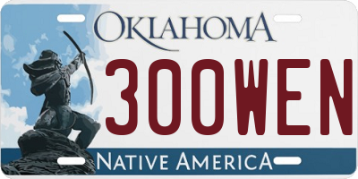 OK license plate 300WEN