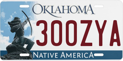 OK license plate 300ZYA