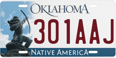 OK license plate 301AAJ