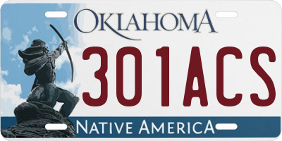 OK license plate 301ACS