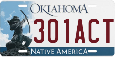 OK license plate 301ACT