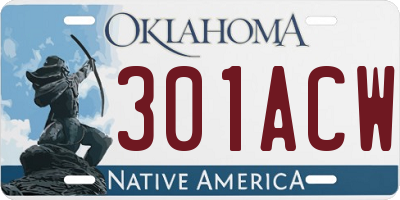 OK license plate 301ACW