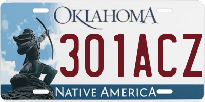 OK license plate 301ACZ