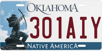 OK license plate 301AIY